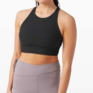 black lululemon high neck longline ribbed energy bra
